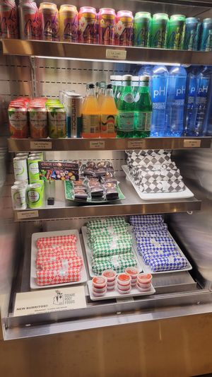 Grab n go case with vegan options at Late For the Train in Flagstaff