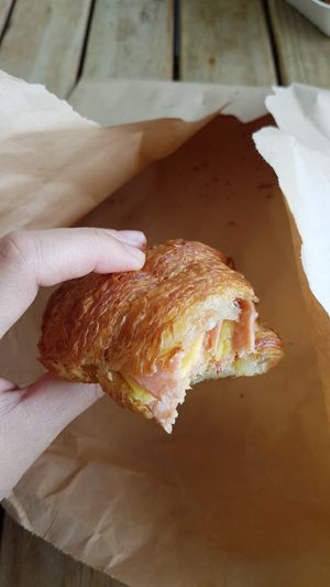 Sorry for mid bite photo, couldn't resist. at Maison des Lys Pâtisserie in Auckland