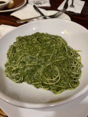 vegan pesto with angel hair pasta at Bonelli's in Pensacola