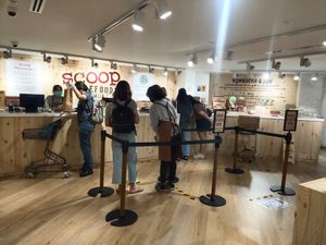 Cashier counter at Scoop Wholefoods - Raffles City in Central Singapore