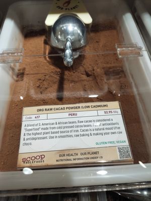 Raw cacao powder at Scoop Wholefoods - Raffles City in Central Singapore