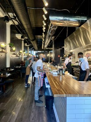 Open kitchen counter seating option  at Jollity in Dayton