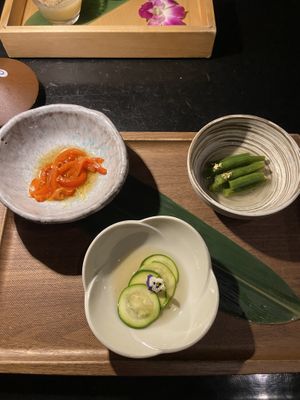 First three vegetable courses  at En Japanese Brasserie in New York City