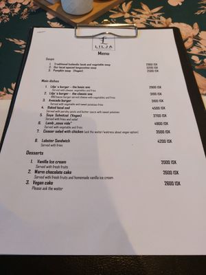 Menú at Lilja Guesthouse in Hofn