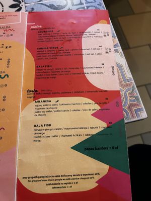 Menu  at La Papaya in Poznan