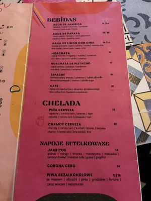 Menu  at La Papaya in Poznan