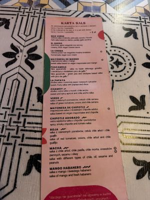 Menu  at La Papaya in Poznan