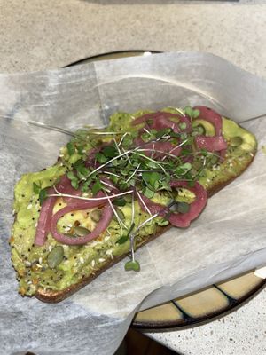 Avocado toast to-go  at Rooted and Rind in Delmar