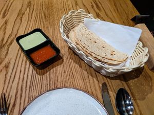 Papadam that comes with every meal at The Madras Diaries at The Madras Diaries in Amsterdam