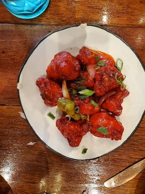 Cauliflower buffalo boneless chicken was oh so tender and tasty it hit the spot for me.  at Chaska in Cranston