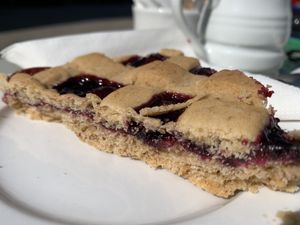 Linzer Shnitte blackcurrant biscuit   at Café BurgSchneider in Brancepeth
