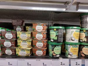 Desserts like vegan tiramisu, lemon cake at El Corte Ingles Supermarket in Gran Canaria