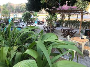 Patio seating at Primo Pobre in Brasilia