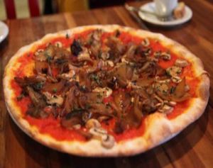 Vegan Marinara Mushroom and Onion Pie at Rosti Tuscan Kitchen in Santa Monica