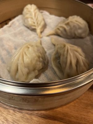 The vegan dumplings are shaped as a leaf distinguishing them clearly from the non vegan option on the menu    at Potala Momo in Leuven