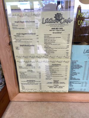 Menu at Lilikoi Cafe in Waimea