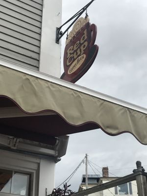 Sign  at Red Cup Coffee House in Boothbay Harbor