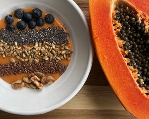 Papaya Smoothie Bowl at Lake and Bryant Cafe in Minneapolis