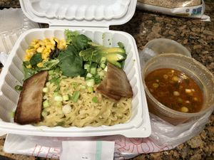 My Spicy Sesame Ramen order nicely packaged.  at Loving Hut - Mira Mesa in San Diego