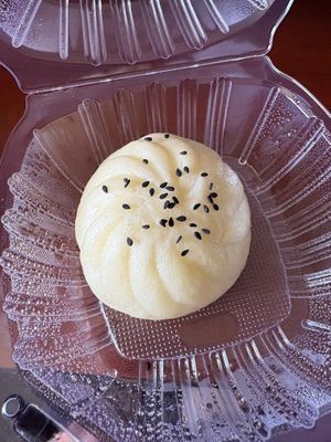 Bao bun filled with savory protein at Loving Hut - Mira Mesa in San Diego