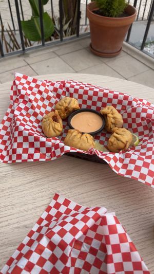 Vegan momos at Bone Free  in Costa Da Caparica