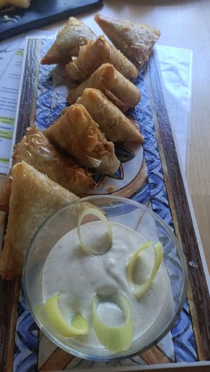Samosas at Cervezas Bailandera in Bustarviejo