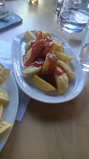 Patatas bravas at Cervezas Bailandera in Bustarviejo