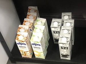 Plant based milks for sale too  at The Station Coffee House in Morpeth