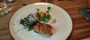 Lentil and greens with sweet potato at Zwadderkotmolen in Oudenaarde