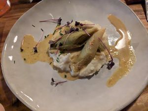 Leek, potatoes, and coconut curry at Zwadderkotmolen in Oudenaarde