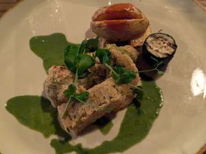 Lentil patties with patatas bravas at Zwadderkotmolen in Oudenaarde