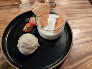 Coconut foam and sorbet at Zwadderkotmolen in Oudenaarde