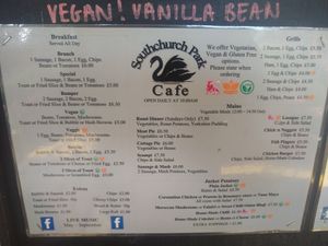 Menu 1 at Southchurch Park Cafe in Southend-on-sea