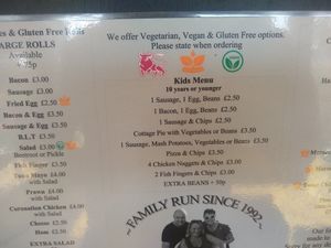Menu 2 at Southchurch Park Cafe in Southend-on-sea