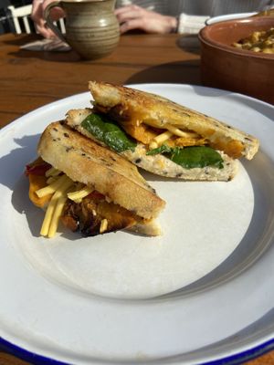 GF pumpkin toastie  at Earth Cafe in Port Adelaide