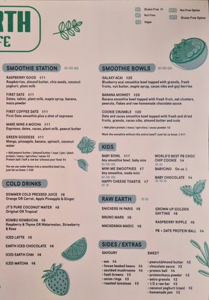 Menu part 2 at Earth Cafe in Port Adelaide