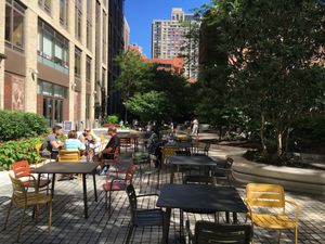 Nearby mini-park on 92nd street, between 2nd and 3rd Avenues, north side of street at Vegan Deli in New York City