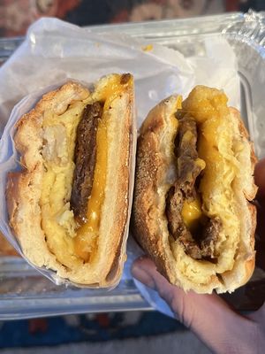 Sausage egg and cheese sandwich   at Vegan Deli in New York City