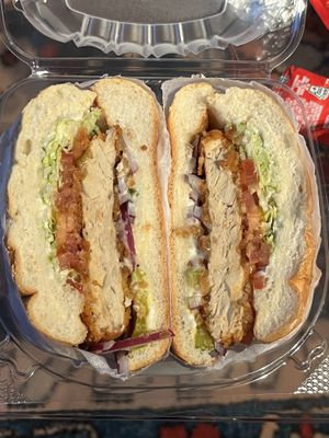 Crispy chicken sandwich  at Vegan Deli in New York City