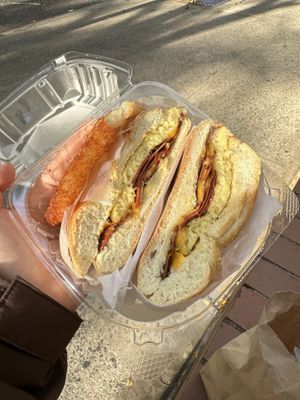 Bacon egg & cheese - comes with hash brown  at Vegan Deli in New York City