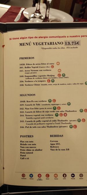 Menú vegetariano/vegano (preguntar) at Chino Feliz in Sabadell