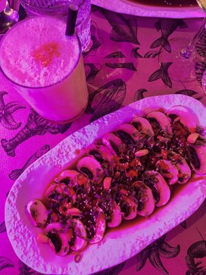 Vegan tiradito and pisco sour at Cevitxef in Bilbao