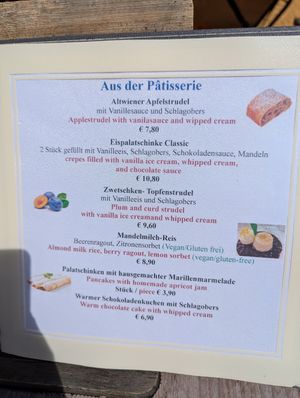 Speisekarte at Café Derbl in Hallstatt