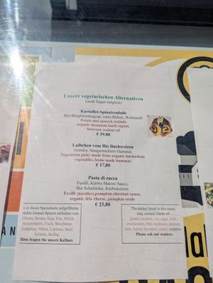 Speisekarte at Café Derbl in Hallstatt