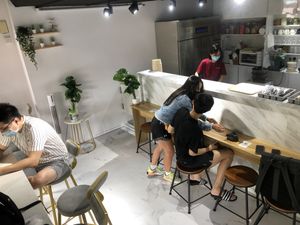 Air con seating- counter seats only, bar top on left at The Plant Food  in Central Singapore