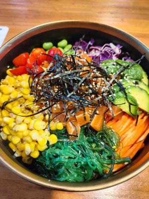 Salmon poke bowl at The Plant Food  in Central Singapore