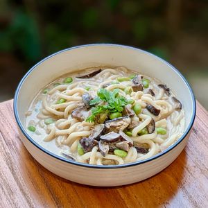 Creamy Truffle Mushroom Udon at The Plant Food  in Central Singapore