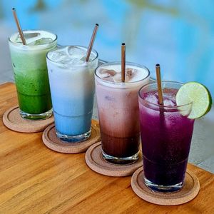 Matcha Latte & Blue Ocean Latte & Chocolate Milk & Aurora Tea at The Plant Food  in Central Singapore