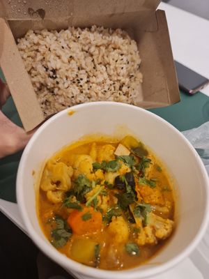 Delivery ~ Curry Vege with Brown Rice ~ 26/6/23 at The Plant Food  in Central Singapore