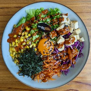 Healthy Vegan Bibimbap with OnlyEg Yolk at The Plant Food  in Central Singapore
